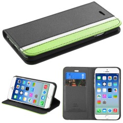 Funda Cartera  Iphone 6 Negro Franja Verde